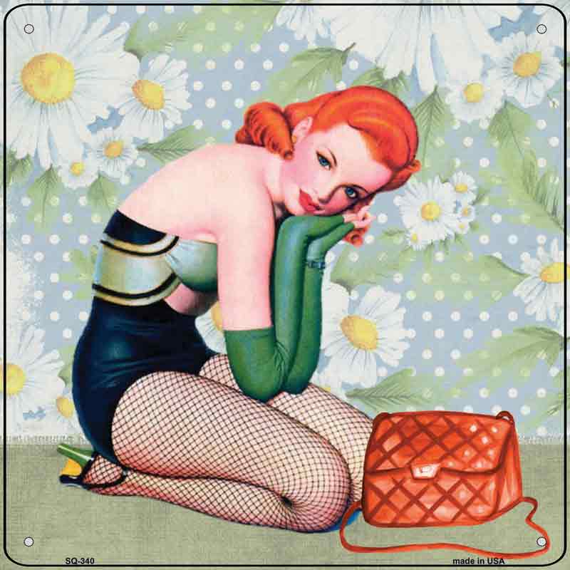 Girl with PURSE Wholesale Novelty Square Sign