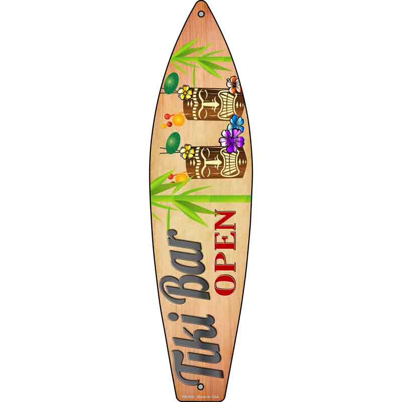 Tiki Bar Open Wholesale Metal Novelty Surfboard SIGN
