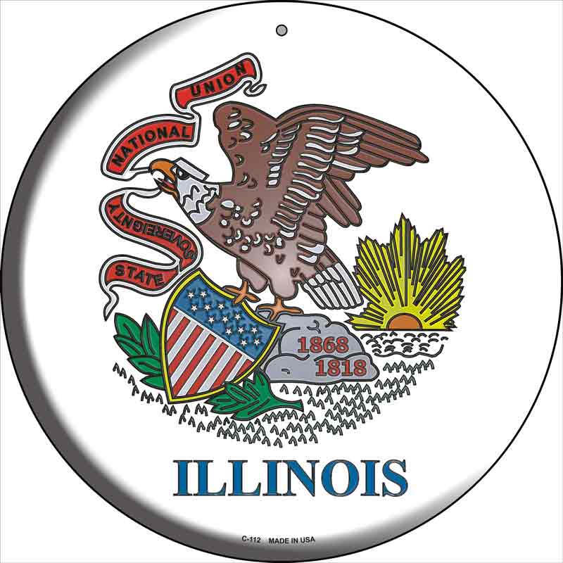 Illinois State FLAG Wholesale Novelty Metal Circular Sign
