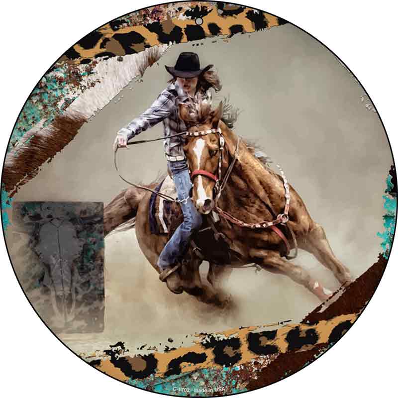 Cowgirl Roping Wholesale Novelty Metal Circle Sign