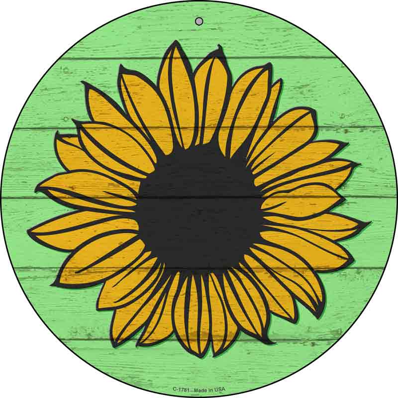 Sunflower Green Background Wholesale Novelty Metal Circle SIGN