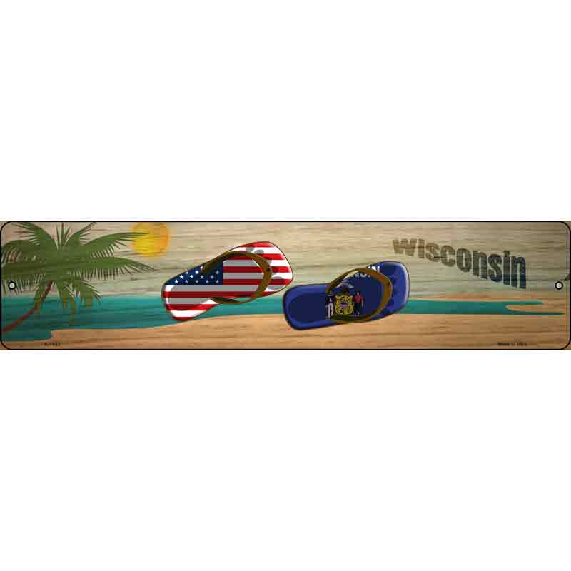 Wisconsin FLAG and US FLAG Wholesale Novelty Small Metal Street Sign