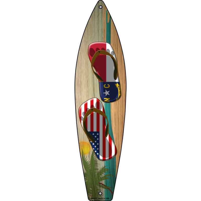 North Carolina FLAG and US FLAG Flip Flop Wholesale Novelty Metal Surfboard Sign