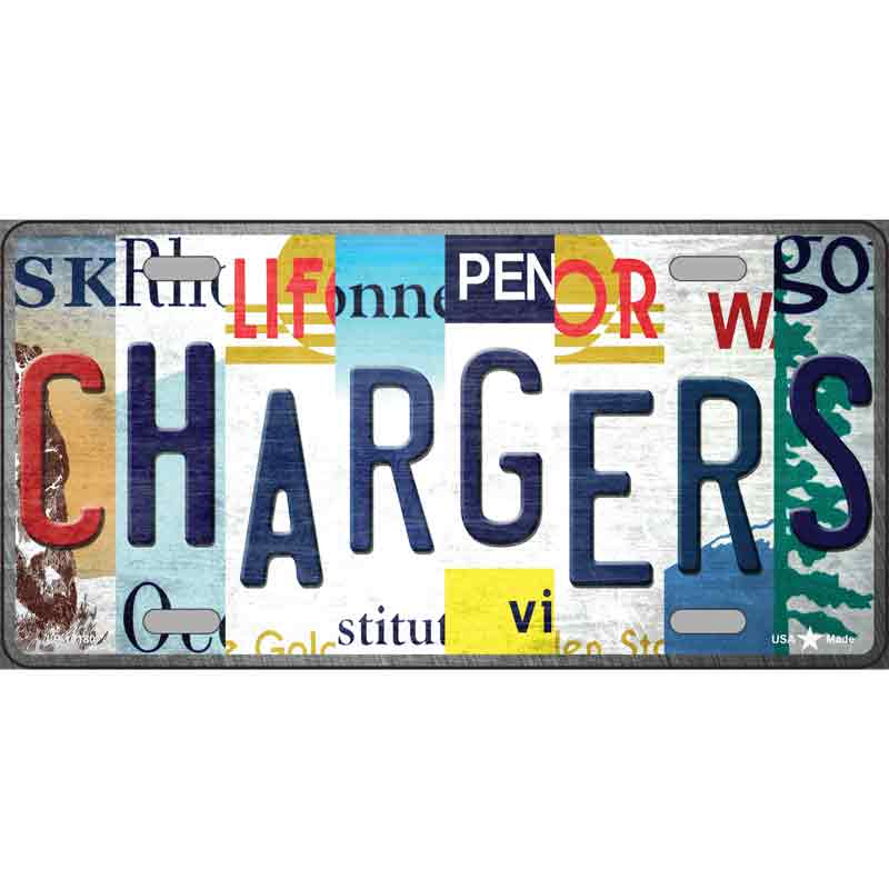 Chargers Strip Art Wholesale Novelty Metal License Plate Tag