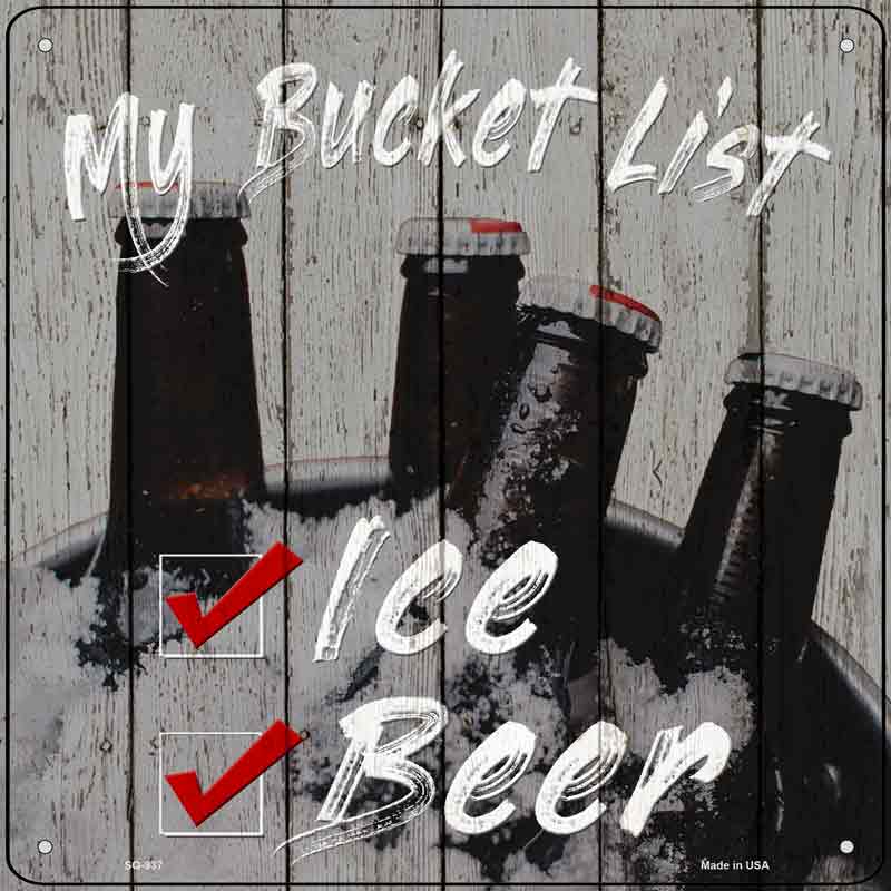 Beer Bucket List Wholesale Novelty Metal Square SIGN