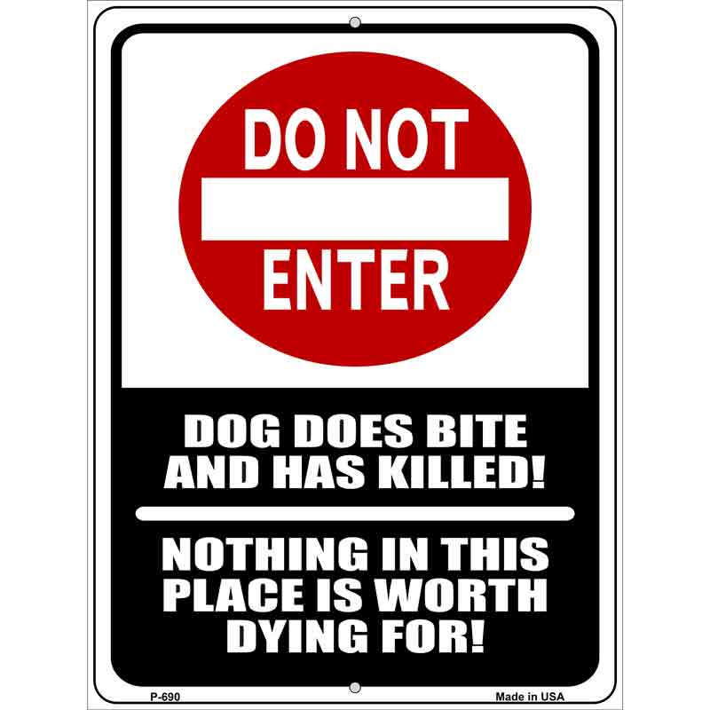 Do Not Enter Dog Bites Wholesale Metal Novelty Parking SIGN
