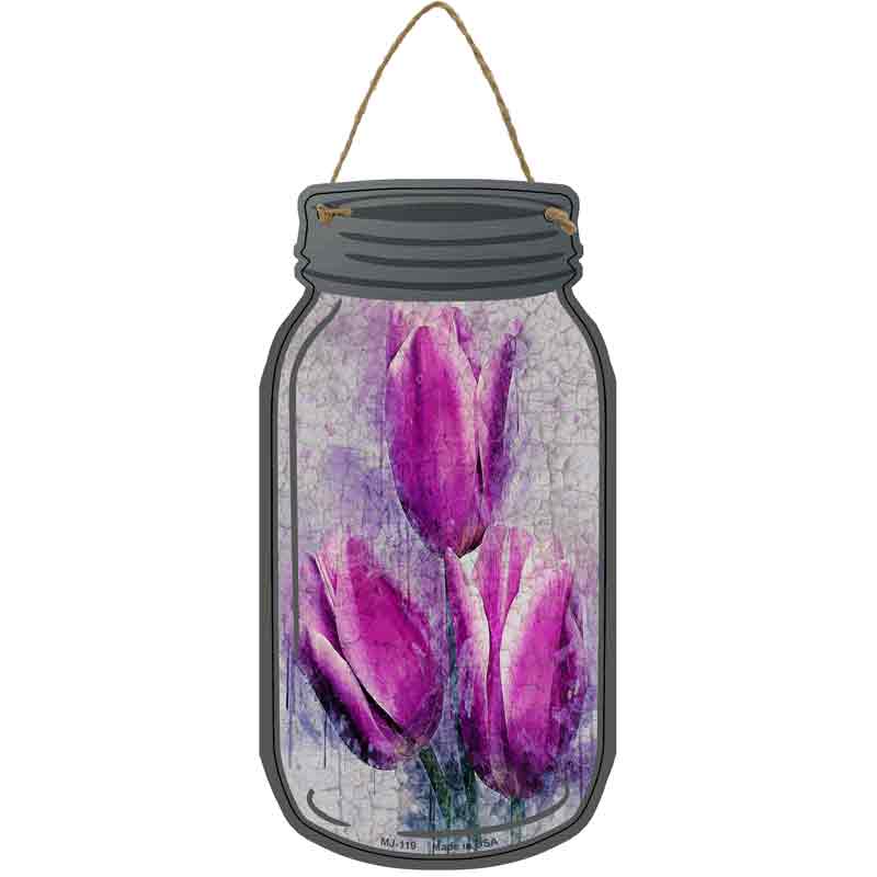 Purple Tulip Watercolor Wholesale Novelty Metal Mason Jar SIGN