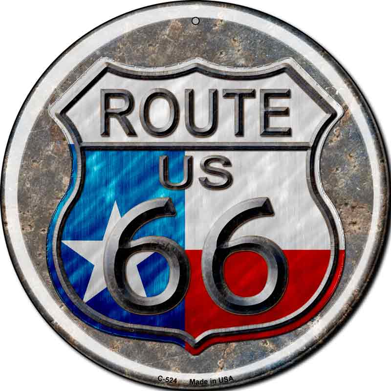 Texas ROUTE 66 Wholesale Novelty Metal Circular Sign