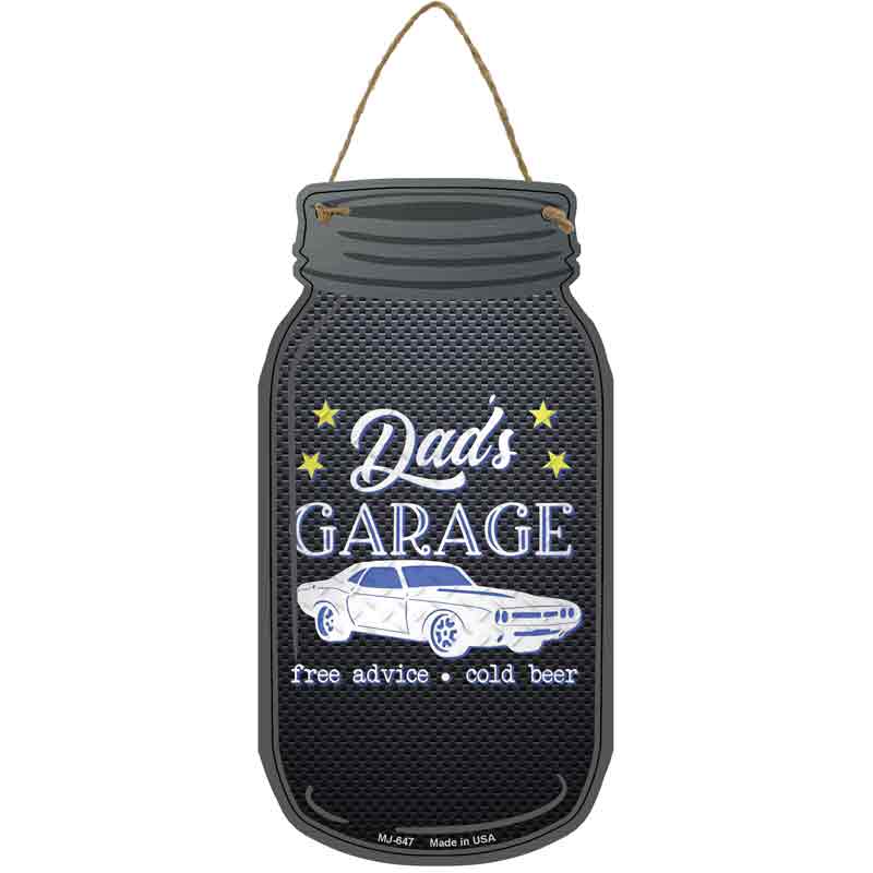 Dads Garage Blue Wholesale Novelty Metal Mason Jar SIGN