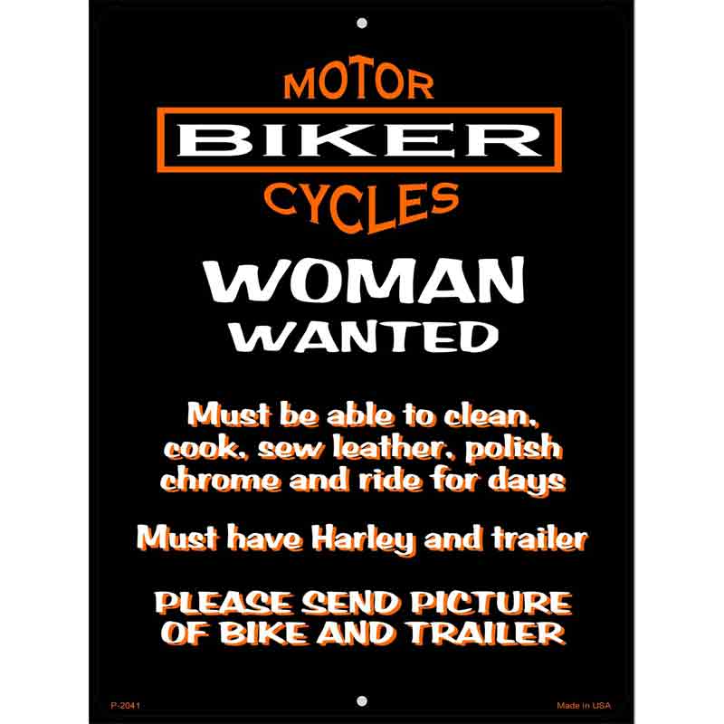 Woman Wanted Wholesale Metal Novelty Parking Sign