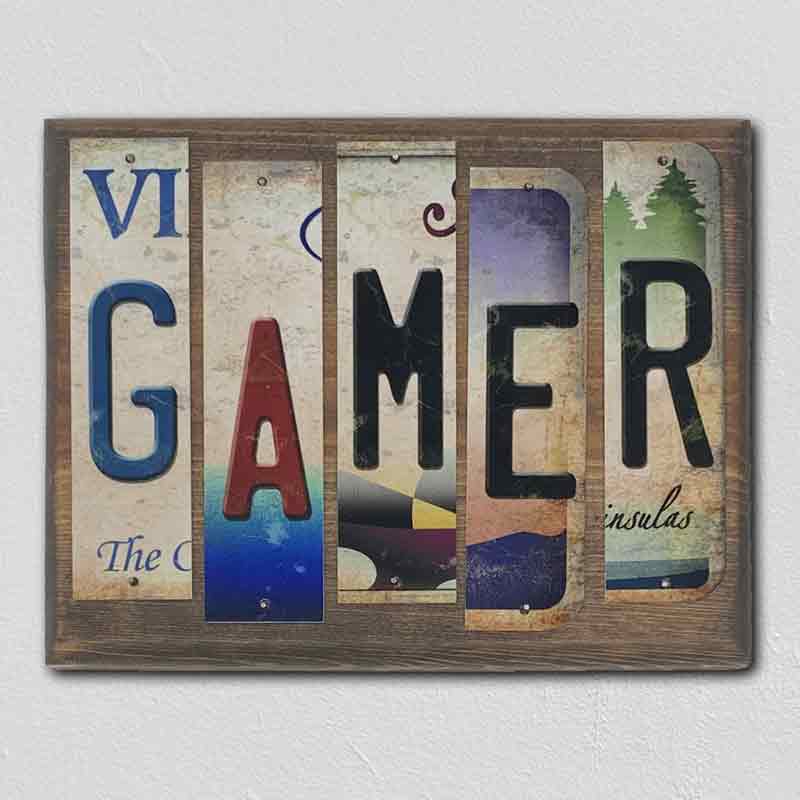 Gamer Wholesale Novelty License Plate Strips Wood Sign
