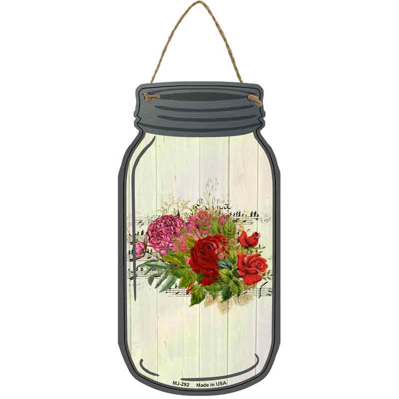 Red Bouquet With MUSIC Wholesale Novelty Metal Mason Jar Sign