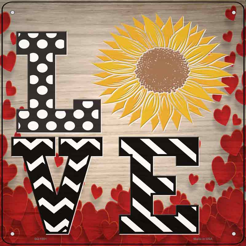Love Sunflower Wholesale Novelty Metal Square Sign