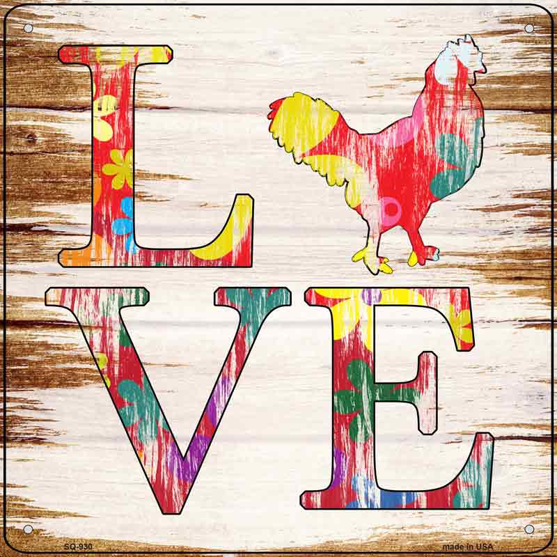 Love Colorful Chicken Wholesale Novelty Metal Square Sign