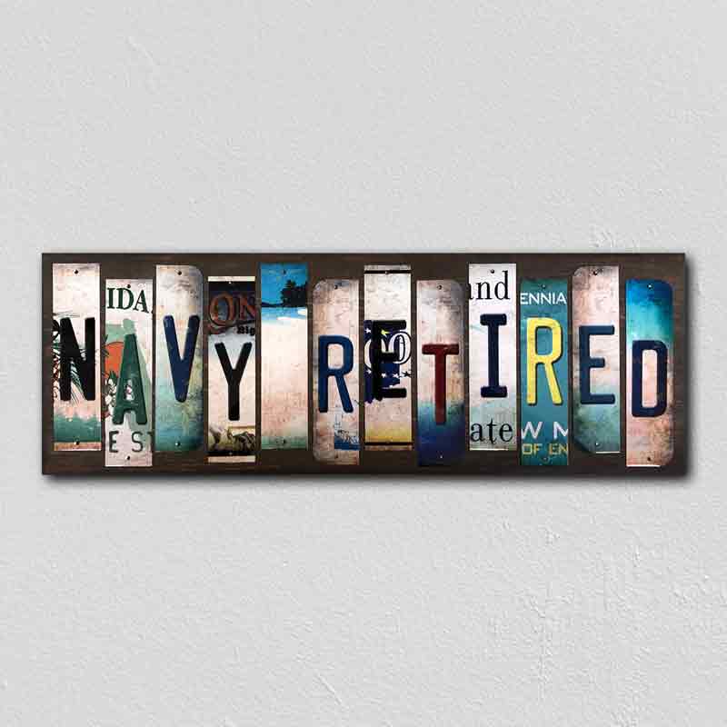 Navy Retired Wholesale Novelty License Plate Strips Wood SIGN