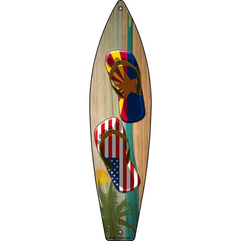 Arizona Flag and US Flag FLIP FLOP Wholesale Novelty Metal Surfboard Sign