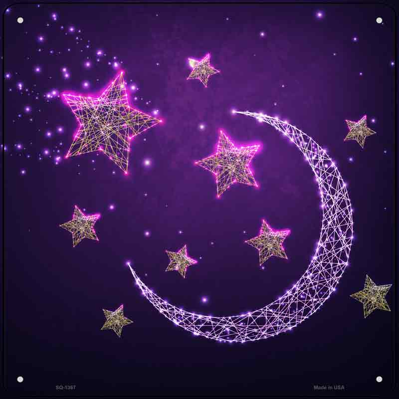 Moon and Stars Wholesale Novelty Metal Square SIGN