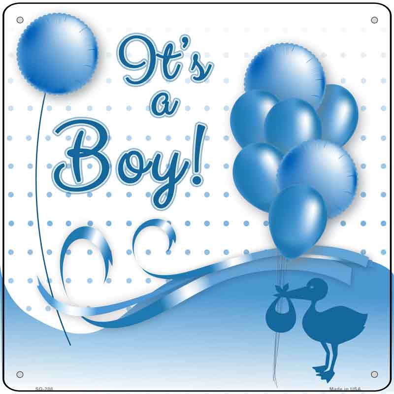Its A Boy With BALLOONs Wholesale Novelty Metal Square Sign
