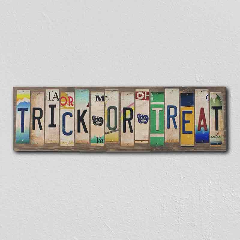 Trick or Treat Wholesale Novelty License Plate Strips Wood Sign