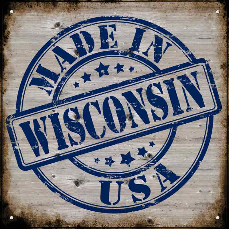 Wisconsin Stamp On Wood Wholesale Novelty Metal Square SIGN