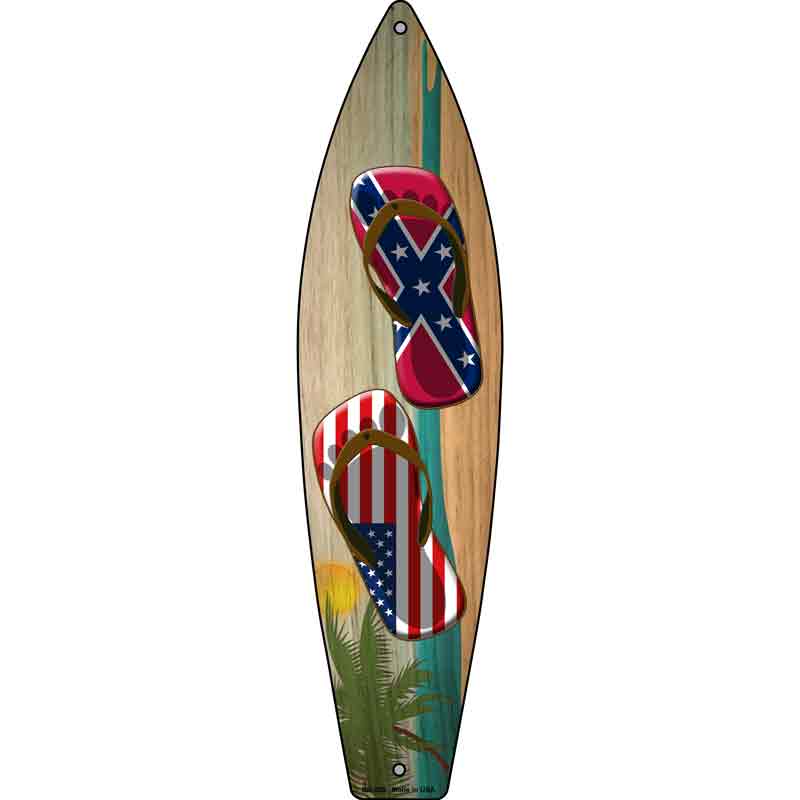 Confederate FLAG and US FLAG Flip Flop Wholesale Novelty Metal Surfboard Sign