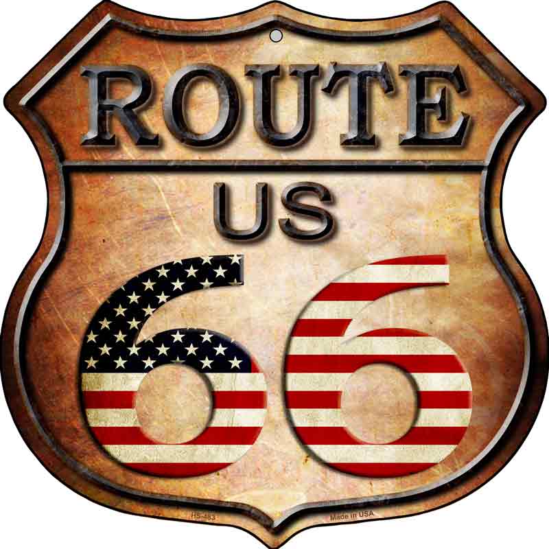 Route 66 American FLAG Wholesale Metal Novelty Highway Shield