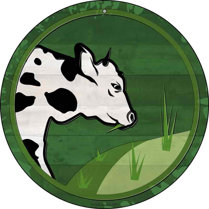 Cow Eating Grass Wholesale Novelty Metal Circular Sign