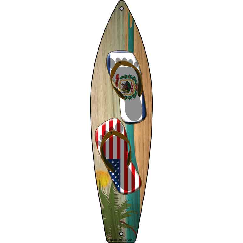 West Virginia FLAG and US FLAG Flip Flop Wholesale Novelty Metal Surfboard Sign