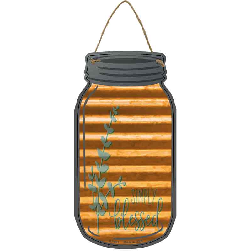 Simply Blessed Corrugated Orange Wholesale Novelty Metal Mason Jar SIGN
