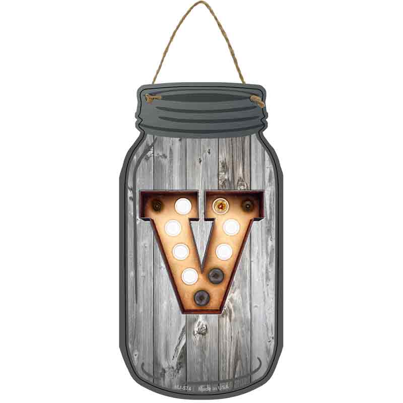 V Bulb Lettering Wholesale Novelty Metal Mason Jar SIGN