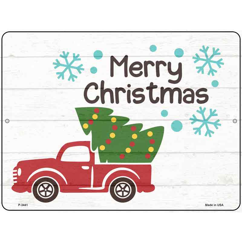 Merry CHRISTMAS Truck and Tree Wholesale Novelty Metal Parking Sign