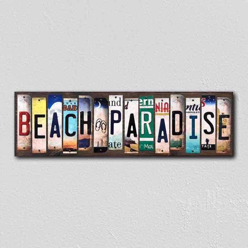 Beach Paradise Wholesale Novelty License Plate Strips Wood SIGN