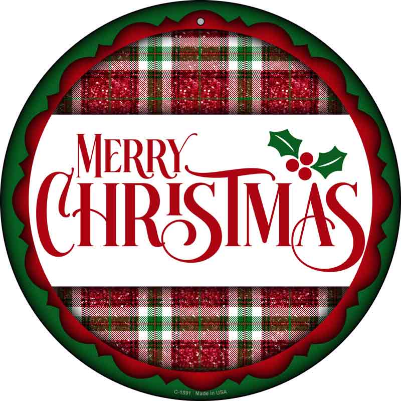 Merry CHRISTMAS Red and Green Wholesale Novelty Metal Circle Sign