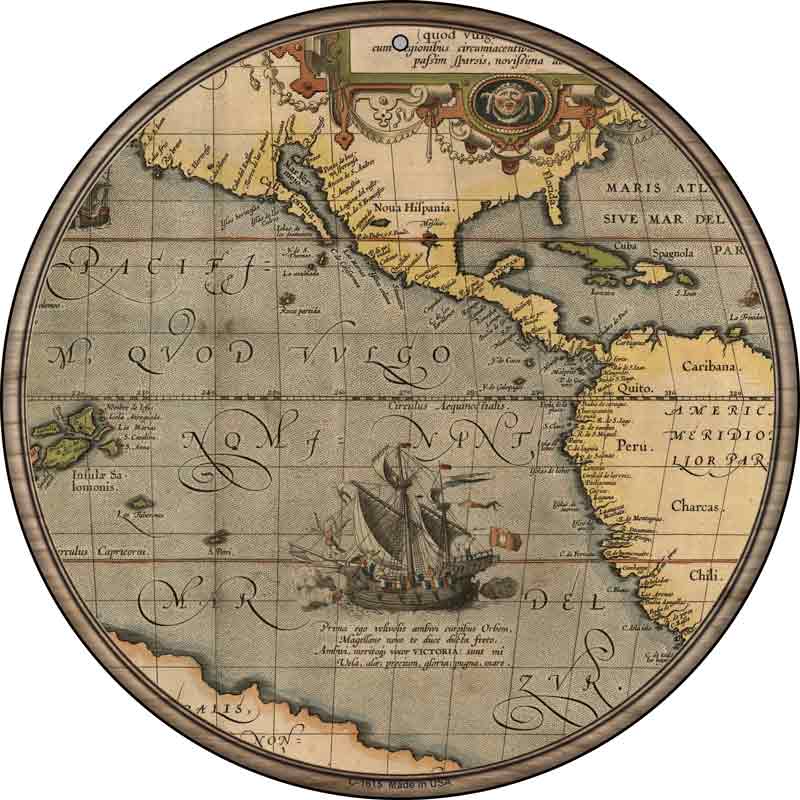 Pacific Ocean Map Wholesale Novelty Metal Circle SIGN
