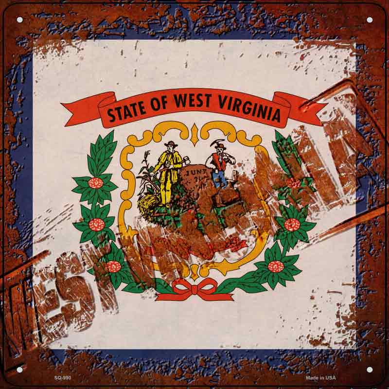 West Virginia Rusty Stamped Wholesale Novelty Metal Square SIGN