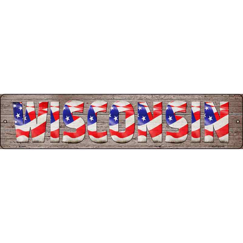 Wisconsin USA FLAG Lettering Wholesale Novelty Small Metal Street Sign