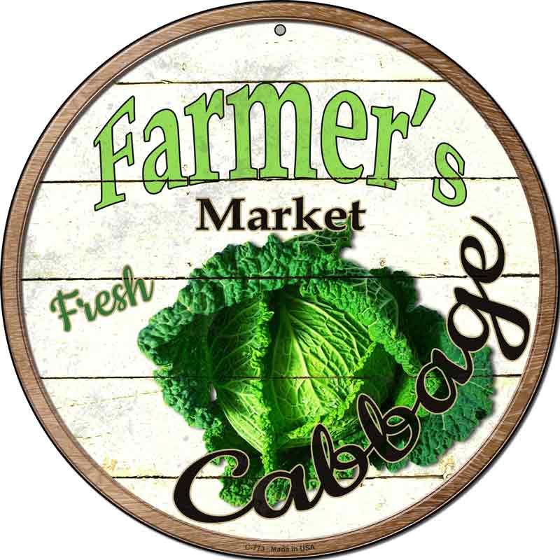 Farmers Market Cabbage Wholesale Novelty Metal Circular SIGN