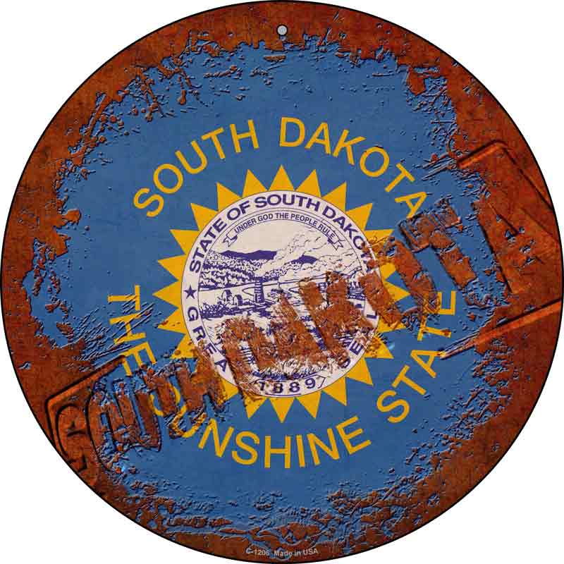 South Dakota Rusty Stamped Wholesale Novelty Metal Circular SIGN