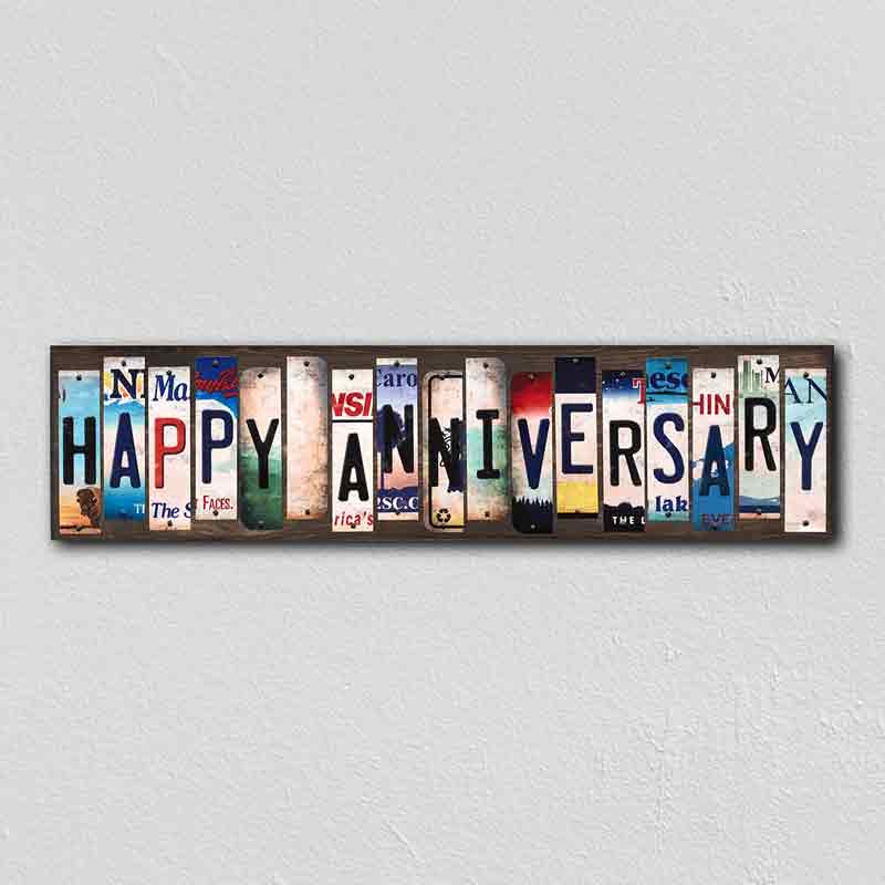 Happy Anniversary Wholesale Novelty License Plate Strips Wood Sign