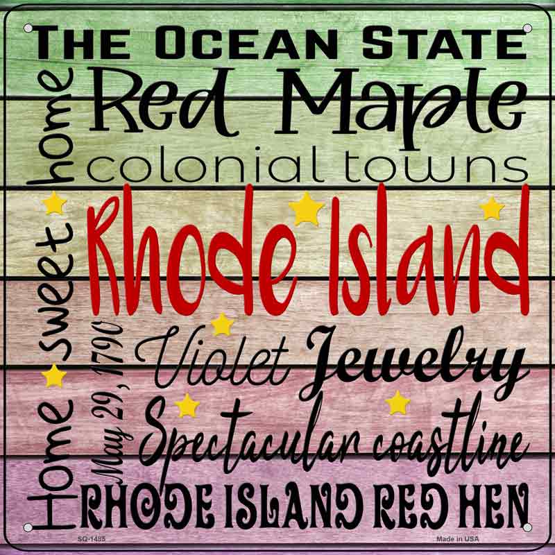 Rhode Island Motto Wholesale Novelty Metal Square SIGN