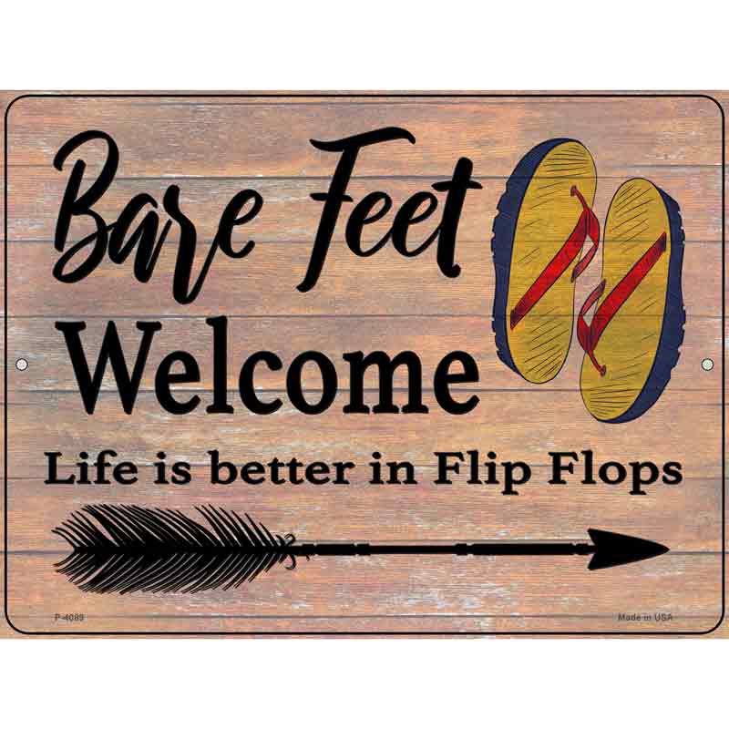 Bare Feet Welcome Wholesale Novelty Metal Parking SIGN