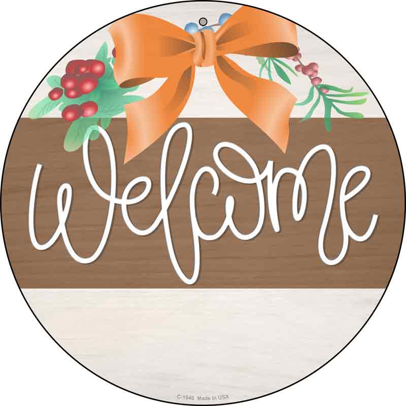 Welcome Bow Wreath Wholesale Novelty Metal Circle Sign