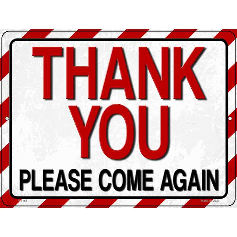 Thank You Striped Wholesale Novelty Metal Parking SIGN