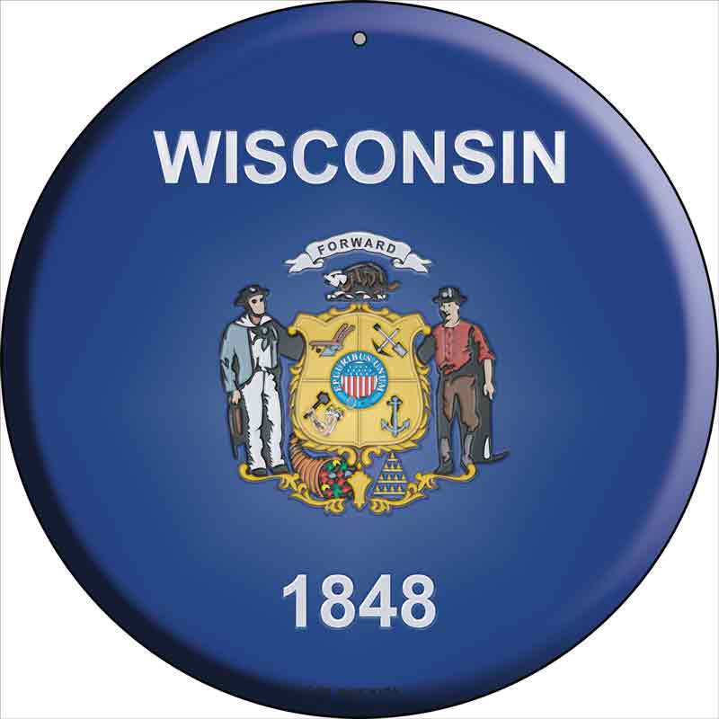Wisconsin State FLAG Wholesale Metal Circular Sign