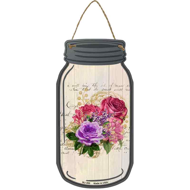 Red And Purple Bouquet With Notes Wholesale Novelty Metal Mason Jar Sign