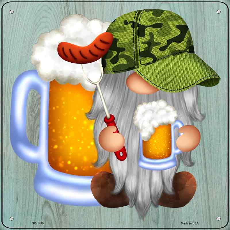 Beer Camo Grilling Gnome Wholesale Novelty Metal Square SIGN
