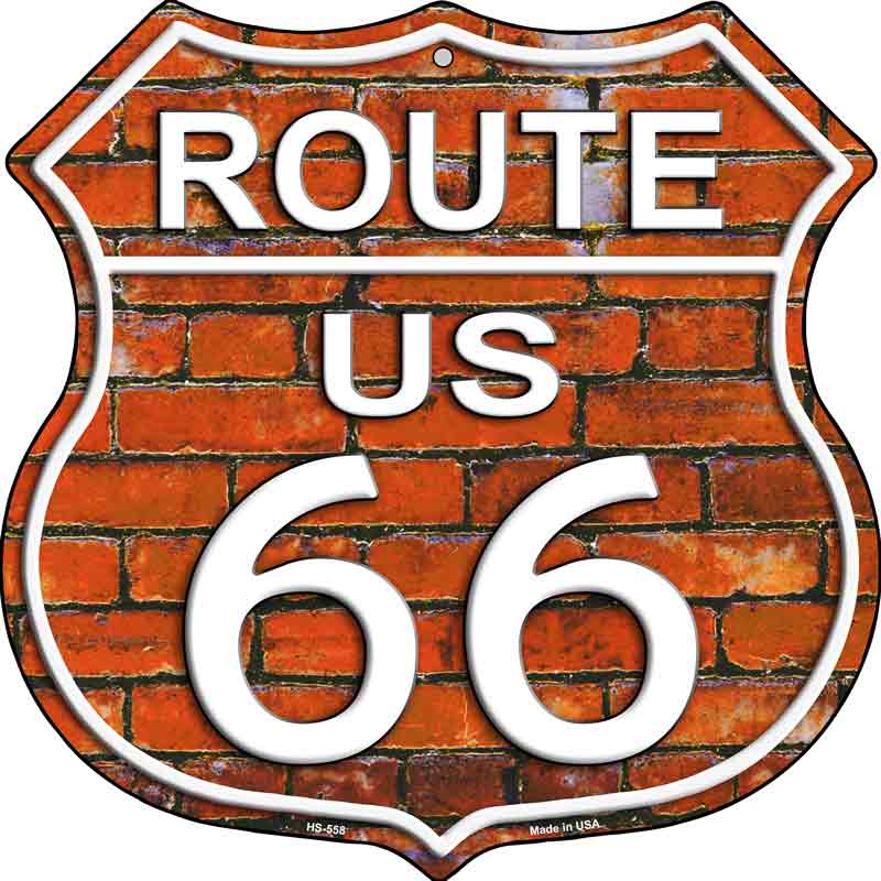Route 66 Orange Brick Wall Wholesale Metal Novelty Highway Shield