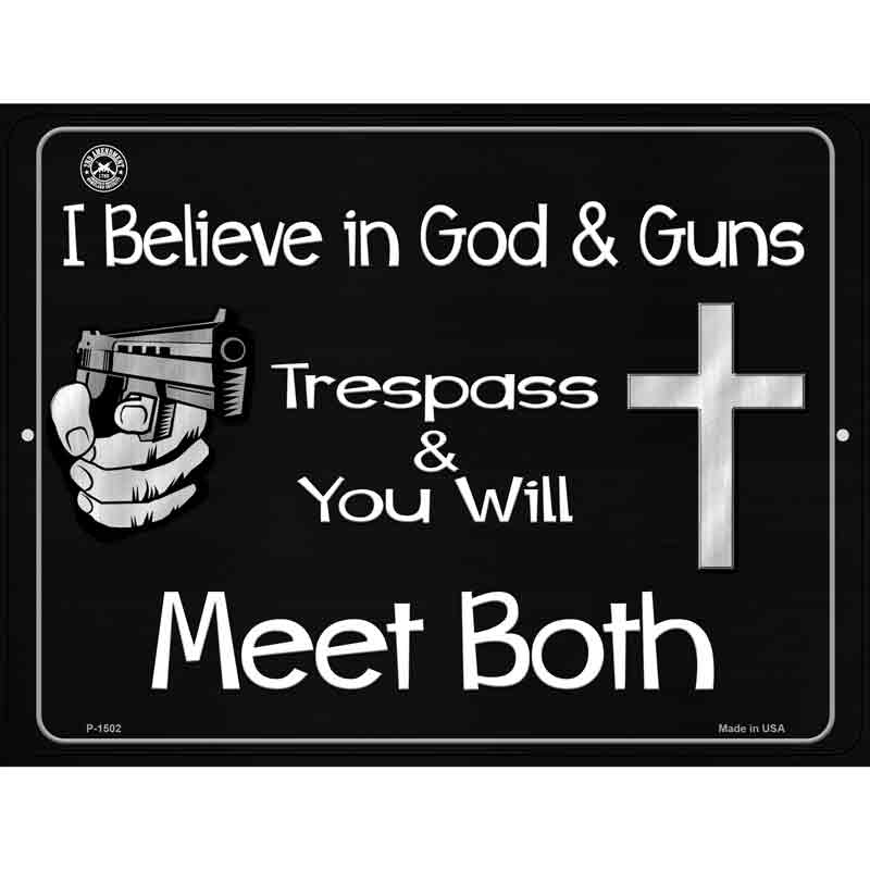 I Believe In God and Guns Wholesale Metal Novelty Parking SIGN