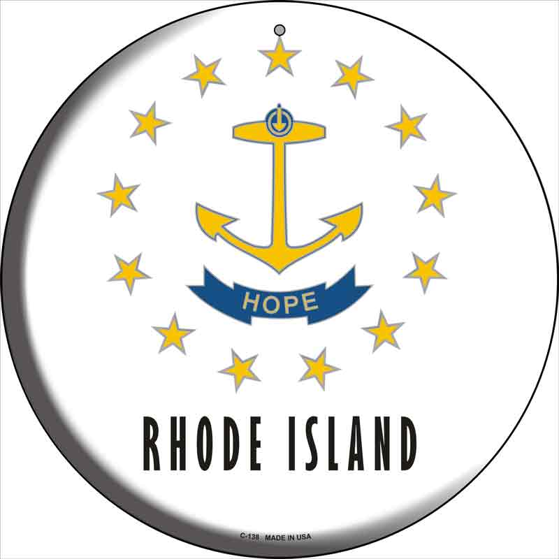 Rhode Island State Flag Wholesale Metal Circular SIGN