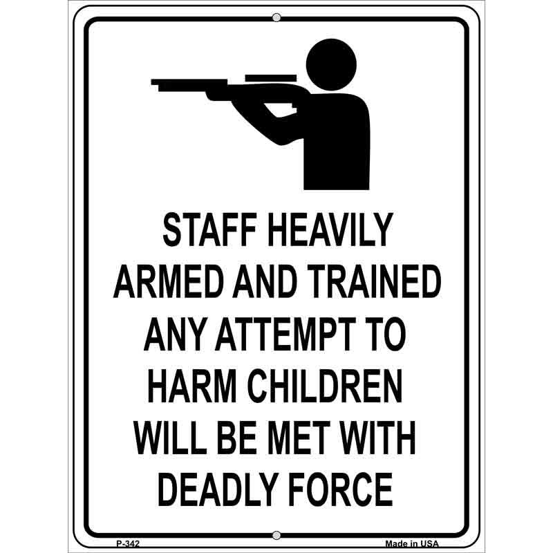 Staff Heavily Armed Wholesale Metal Novelty Parking SIGN
